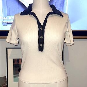 Lulus White & Black Button Up Women's Top